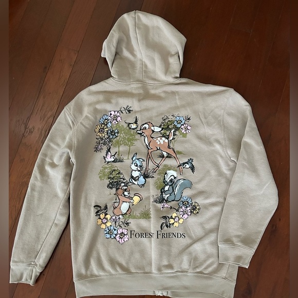 Disney Bambi Forest Friends Hoodie Size Medium Light Brown full zip pockets soft - Picture 4 of 10